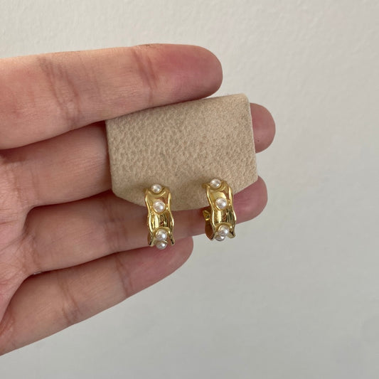 Argollas Perlas Encrustadas