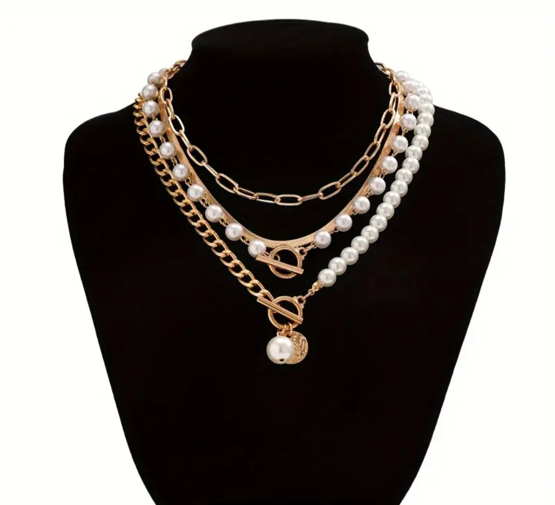 Collar perlas imitación